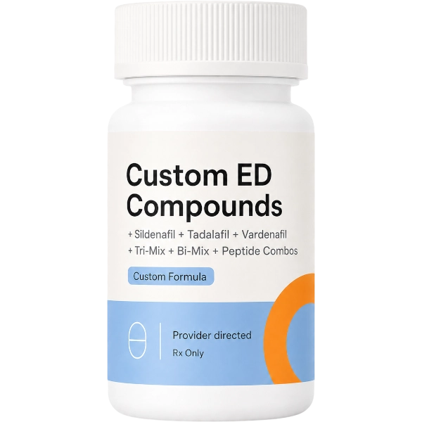 Custom ED Compounds Sildenafil + Tadalafil + Vardenafil + Tri-Mix + Bi-Mix + Peptide combinations Provider-directed compound