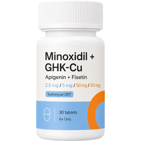 Minoxidil +GHK-Cu + Apigenin + Fisetin 2.5mg / 5mg / 50mg / 50mg Sublingual ODT · 30 count