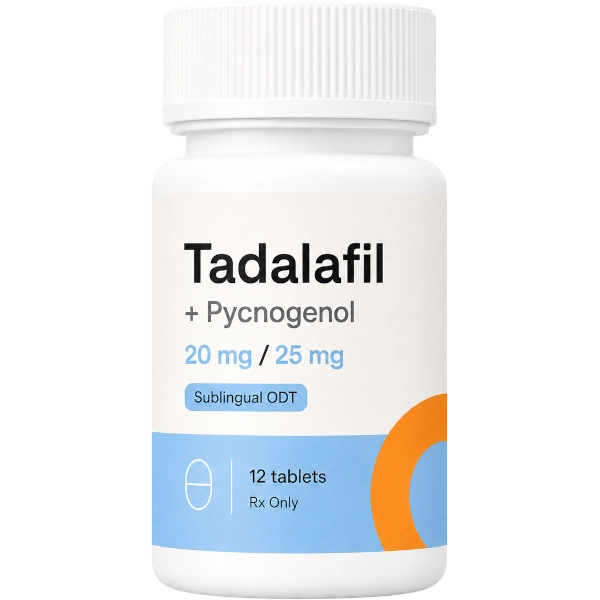 Tadalafil +Pycnogenol 20mg / 25mg Sublingual ODT · 12 count