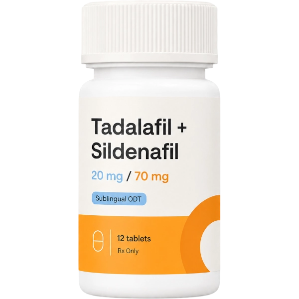 Tadalafil +Sildenafil 20mg / 70mg Sublingual ODT · 12 count