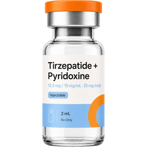 Tirzepatide Pyridoxine 12.5mg / 10mg/mL · 25mg total Injectable · 2 mL