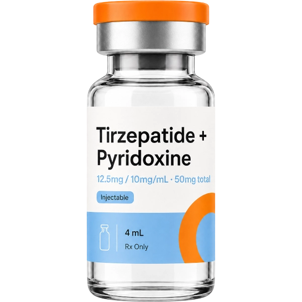 Tirzepatide Pyridoxine 12.5mg / 10mg/mL · 50mg total Injectable · 4 mL
